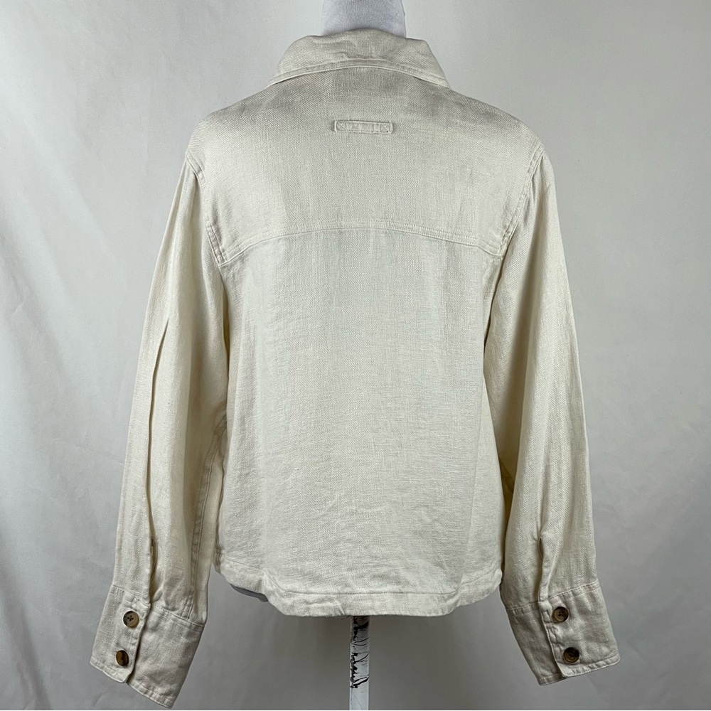 Anthropologie Nicole Miller Cream Safari Linen Jacket Size L - Picture 5 of 10